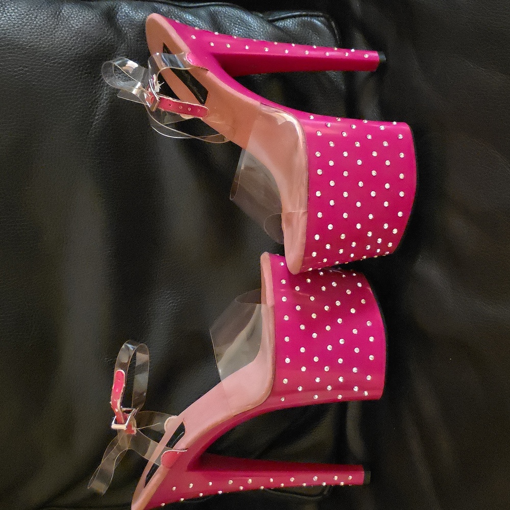 The Highest Heel Collection Starlite Bling Fuchsia Women's Platform Heels Size 9